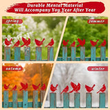 Leinuosen 5 Pcs Red Cardinal Birds Silhouettes Decoration, Garden Spring Decor Outdoor, Metal Bird Craft Statue Set, Yard Art Ornaments for Garden Patio, Cardinal Silhouette, Housewarming Gift