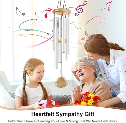 Bursvik Large Aluminium Wind Chimes 37 Inches to Create a Zen Atmosphere Suitable for Outdoor, Garden, Patio Decoration. Classic Wind Chimes with Wind Catcher Suitable as A Gift for Unisex(White)