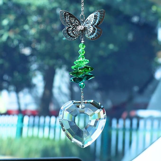 Crystal Sun Catcher for Car, Car Charms for Rear View Mirror, Butterfly Hanging Ornamentcar Sparkling Crystal Prism Decor, Cars Accessories for Women