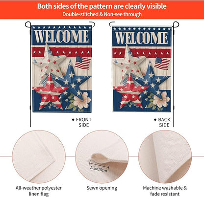 4th of July Garden Flag Seasonal Double Sided 12 x 18 Inch Small Yard Flag for Indoor Outdoor Decor Holiday All Seasons