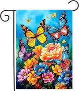 Summer Garden Flags 12x18 Double Sided Spring Butterfly Garden Flag Flower Welcome Flags for Outside Floral Yard Flags Outdoor Front Porch Decor