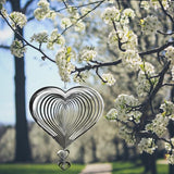 Stainless Steel Heart Wind Spinners, Outdoor Yard & Garden Decorations, Mirror Finish Hanging Metal Spinners for Patio, for Home & Garden Lovers