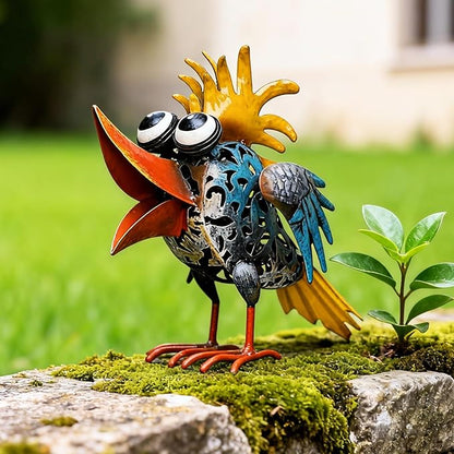 Metal Yard Art - Metal Bird Garden Decor, Outdoor Animal Sculpture Lawn Art Decor, Large Yard Art for Patio Balcony Front Backyard - Birthday Gifts for Mom Grandma Women