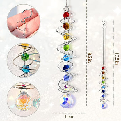 Garden Decor Crystal Suncatcher Wind Spinners Outdoor with Gazing Ball Sun Catchers Indoor Window Hanging Decor Yard Outdoor Home Ornaments Birthday for Women Men Rainbow Maker