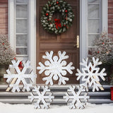 Yuntau 5 Pcs Large Winter Rustic Wooden Snowflake Decorations - Christmas Snowflakes Porch Standing Xmas Yard Signs for Front Door Garden Yard Patio