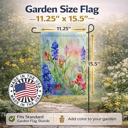 Caroline's Treasures Texas Bluebonnets in Watercolor Garden Flag Mailbox Flag Decorative Yard Flag Banner Outside Patio Artwork Yard Flower Beds, Garden Size, Multicolor