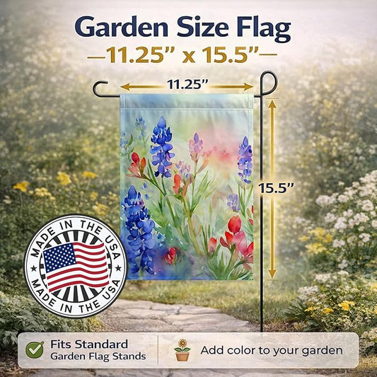Caroline's Treasures Texas Bluebonnets in Watercolor Garden Flag Mailbox Flag Decorative Yard Flag Banner Outside Patio Artwork Yard Flower Beds, Garden Size, Multicolor