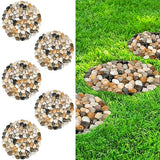 River Rock Stepping Stones Outdoor for Garden Walkway, 10 inch Diameter 5 Pcs Round Shape Paver Step Stones Polished Pebble River Stone Mat for Yard Lawn Patio Pathway Walk Way - Multi-color