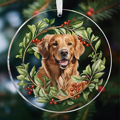 Colorful Dogs Acrylic Suncatcher Ornament for Window Decor, Acrylic Suncatcher Window Hanging Decor, Dog Lovers Gifts for Women, Dogs Christmas Ornaments for Tree Hanging (Golden Retriever)
