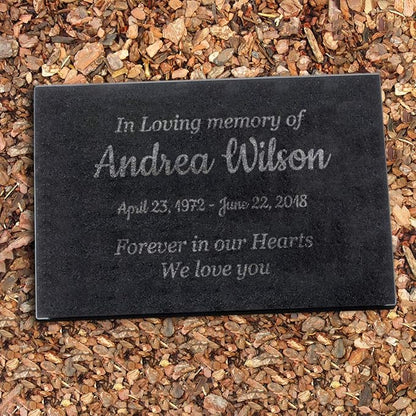 Customized In Loving Memory Black Granite Memorial or Sympathy Gift. Offered in a Variety of Sizes to Meet your Needs and Budget (14 x 9 x 2")