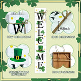 St. Patrick's Day Wooden Porch Sign 47" Spring Large Welcome Porch Sign for Home Front Door Yard Clover Party Decor (Green)