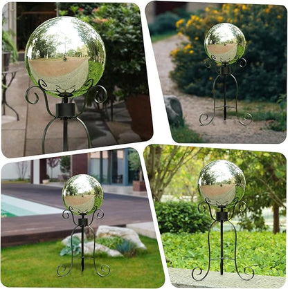 VCUTEKA Gazing Ball, 10" Stainless Steel Mirror Ball Reflective Garden Sphere, Gazing Globe for Home Garden Patio Lawn Outdoor and Indoor Decorative, Silver