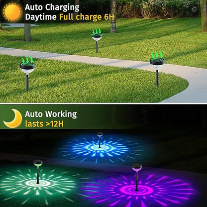 JNOEC 12Pack Solar Pathway Lights Outdoor, Color Changing+8 Fixed Color (Warm White, Cool White, Colored) Solar Lights Outdoor, Bright Solar Powered Garden Light