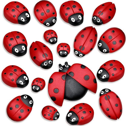 Gerrii 18 Pcs Small Resin Ladybugs Garden Decor Stones Holiday Ladybug Garden Yard Decorations Outdoor 4 Size Mom Gifts Lady Bugs Yard Decorations