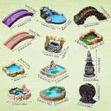 Stone Bridge Miniature Fairy Garden Accessories,Miniature Pond Lawn Garden Ornament Figurines, Mini Lighthouse Water Well Bridge Figurines, Micro Landscape Ornaments for Garden DIY Kit Statues