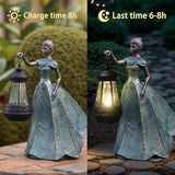 Fairy Garden Statue Solar Garden Decor Resin Fairy Statue with Lights Angel Fairy Decor Outdoor Yard Statues Gardening Gifts for Women 9.5 * 5.5 * 11.5 Inch