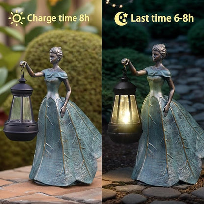 Fairy Garden Statue Solar Garden Decor Resin Fairy Statue with Lights Angel Fairy Decor Outdoor Yard Statues Gardening Gifts for Women 9.5 * 5.5 * 11.5 Inch