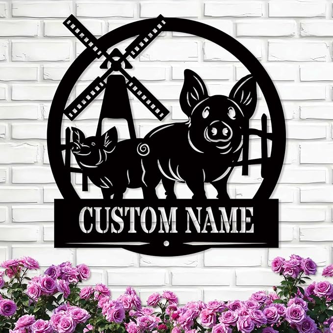 Personalized Farm Sign I Custom Metal Sign I Outdoor Ranch Sign I Pig Sign Farmhouse Decor I Farm Animals Sign | Last Name Signs I Metal Wall Art I Patio Hanging Sign | Garden Decor | Farmer Gift