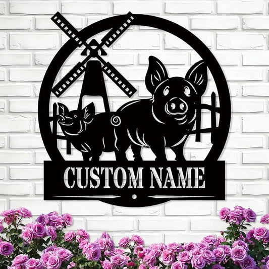 Personalized Farm Sign I Custom Metal Sign I Outdoor Ranch Sign I Pig Sign Farmhouse Decor I Farm Animals Sign | Last Name Signs I Metal Wall Art I Patio Hanging Sign | Garden Decor | Farmer Gift