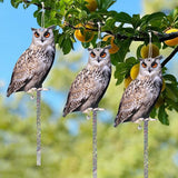 4PCS Fake Owls Plastic Owl Hanging Flat Garden Owl with Reflective Tape for Balcony House Windows Outside Porch Yard Decor