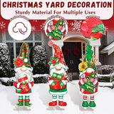 Umigy 3 Pcs Christmas Yard Sign Outdoor Gnome Signs With Stakes 32 x 10'' Santa Decorations Xmas Pathway Walkway Decor Eve Party Favors for Lawn Garden Patio
