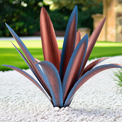 Large Tequila Rustic Sculpture, Rustic Metal Agave Plants for Outdoor Patio Yard Mexican Plant Garden， Agave Outdoor Lawn Ornaments Yard Stakes (Blue 1pc)