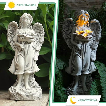 Rezpuao Angel Statue - Outdoor Angel Decor, Solar-Powered, Perfect for Patio, Lawn, Yard, Porch Decoration, Housewarming or Garden Gift