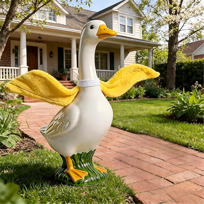 Porch Goose Wings for 23”- 28" Porch Goose Outfit Accessories Poseable Yellow Wings for Yard Lawn Outdoor Garden Patio Decor(1Pcs,Yellow)