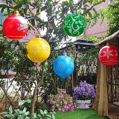 24 inch Inflatable Christmas Balls Ornaments, Christmas Decoration LED Lights with PVC, Giant Xmas Party Supplies, Garden Glow Up Balls with Remotes, Hanging Disco Balls Decor for Outdoor 2Red