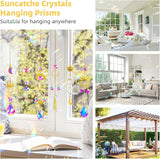 Sun Catchers 6Pieces Colorful Crystals Suncatcher with Chain Pendant Ornaments Hanging Crystals Prism Rainbow for Window Home Indoor Outdoor Car Mirror Garden Christmas Day Party