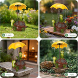 Solar Garden Statues Decor Turtle & Frog with LED Lights and Umbrella, Outdoor Garden Statues, Yard Statue Decorations for Patio, Balcony Housewarming, Lawn Ornaments Gifts for Women