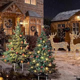 Geelin 2 Pcs Large Christmas Tree Sign Yard with Stake 2.62 ft Vintage Patio Lawn Decoration Outdoor Christmas Party Favor Ornament Garden Sign for Party Supplies(Vintage Tree)