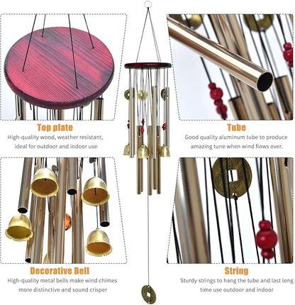 Bwinka Chinese Traditional Retro10 Tubes 5 Bells Bronze Yard Garden Outdoor Living Wind Chimes 85cm (MT-626)…