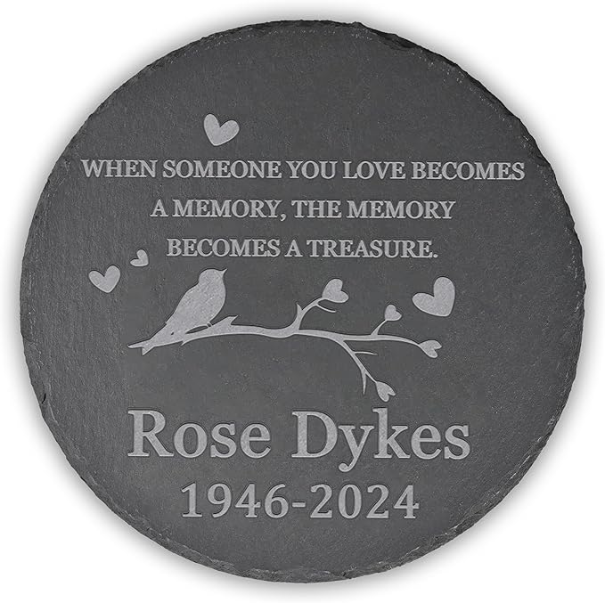 Memorial Garden Stone - Personalized Bereavement Gifts for Loss of Loved One - Round