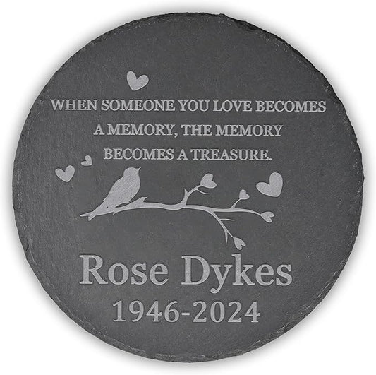Memorial Garden Stone - Personalized Bereavement Gifts for Loss of Loved One - Round