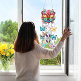DIY Wind Chime Pendant Spring 3D Diamond Art Painting Hanging Ornament Double Sided Diamond Suncatchers for Window Home Backyard Garden Wall Door Decor (Butterfly05)