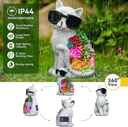 kyoryuger Mothers Day Solar Garden Decor Cat Statues for Women Mom Grandma Sister, for Mom,Solar Outdoor Decor for Patio Backyard Yard Lawn Decoration-Unique Birthday Present,Yard Art Ornament
