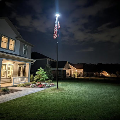 PHITRIC 11 Gauge Heavy Duty Flag Pole Kit with Solar Light, 25FT Extra Thick Aluminum Flagpole for Outside in Ground, Hardware Flagpole Set with 3x5 American Flag, 120 MPH Wind Resistant