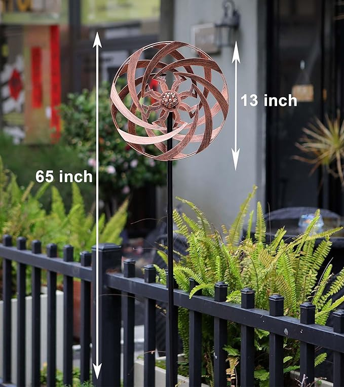 Wind Spinners for Yard and Garden Decor, Metal Kinetic Wind Sculptures Perfect for Outdoor Lawn Patio Decoration 63 x 13