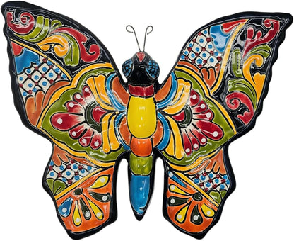 Talavera Pottery Store Hanging Wall Butterfly Hand Painted Indoor Outdoor Multi Colored Figure Glazed