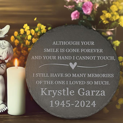 Memorial Garden Stone - Personalized Bereavement Gift for Loss of Loved One - Still Have So Many Memories - Round