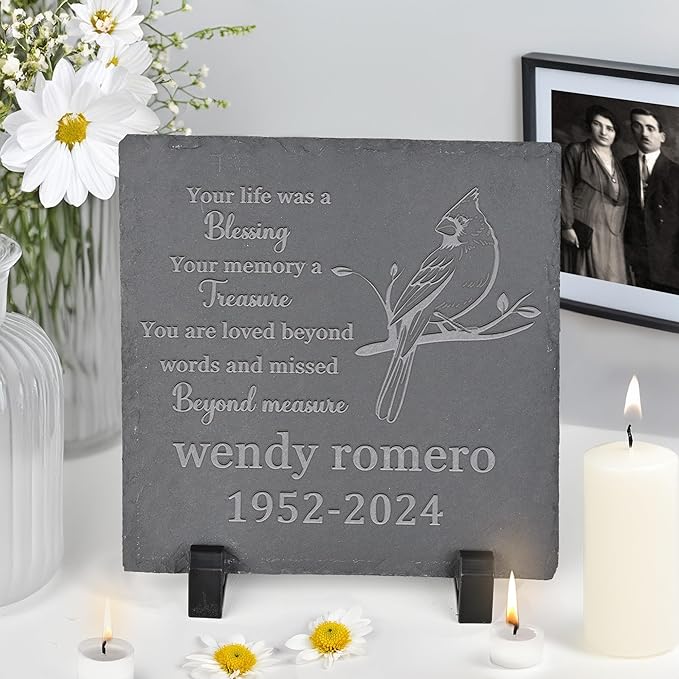 Personalized Memorial Stone Memorial Garden Stone - Sympathy Gifts for Loss of Dad, Mom or Loved One - Bereavement, Remembrance and Condolence Gift - Loved Beyond Words Square