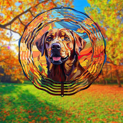 Labrador Retriever Wind Spinner Dog Memorial Gifts, Vibrant 3D Kinetic Aluminum Metal Yard Art, Loss of Dogs Sympathy Gifts, Hanging Outdoor Garden Decor, 8" Wind Sculptures for Patio, Porch (LR 4)