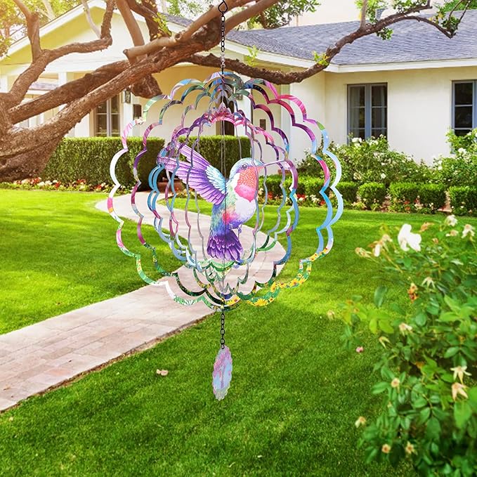 Hummingbirds Wind Spinners,Hanging Decor,Outdoor Garden,Wind Chimes for Outside, Spinners Decor,Ornaments Kinetic Yard Art, Unique Gifts for Women, Mother's Day Decorations