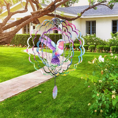 Hummingbirds Wind Spinners,Hanging Decor,Outdoor Garden,Wind Chimes for Outside, Spinners Decor,Ornaments Kinetic Yard Art, Unique Gifts for Women, Mother's Day Decorations