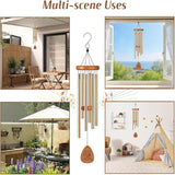 Aluminium Wind Chimes, 26" Wooden Sympathy Wind Chimes, Memorial Wind Chime for Loss of Loved One, Wind Tubes of Sympathy Gift, for Home Decor Outdoor Garden Patio(Golden)