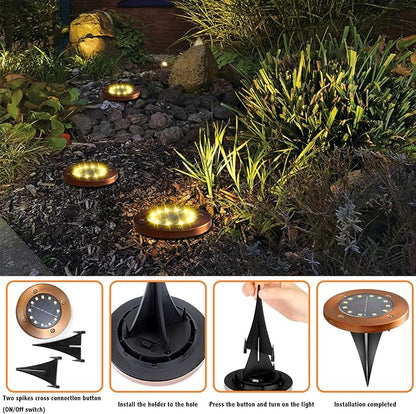 JKIMK Solar Ground Lights Outdoor Waterproof Flat Garden Solar Disk Lights Floor 12 LED 16 Pack for Garden Patio Pathway Landscape Driveway Yard Path Decor