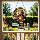 Stained Glass Window Hanging - Jesus Suncatcher, Sun Catchers Decor for Window Hanging, Christian Gifts for Women Men Mom Wife Religious Faith Home Decor 7.8in