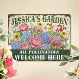 Personalized Garden Signs for Outside Custom Metal Tin Sign for Women, Retro Funny Welcome Metal Sign for Patio, Yard Rustic Gifts for Mothers Day, Grandmas, and Gardening Lovers