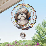Shih Tzu Wind Spinners Outdoor - 3D Cute Dog for Women Men, Wind Spinner for Yard Patio Ornament Garden Decor, 12 Inch Hanging Kinetic Metal Wind Spinners Sculpture